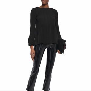 MAJE Black Pleated Long-sleeve Top With Lining